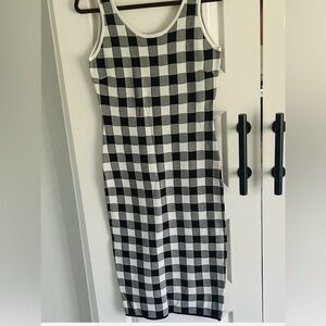 Anthropologie Endless Rose Black & White Checkered Tank Midi Dress size MED